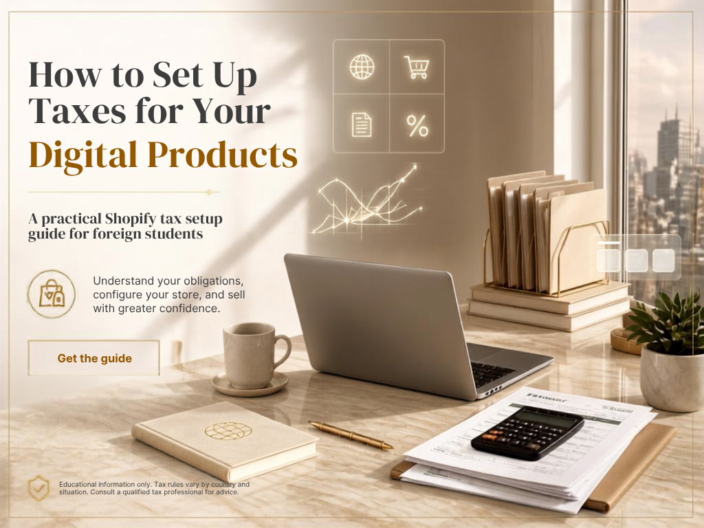 How to set up taxes for your digital products shopify store as a foreign student(No Local Work Permit)